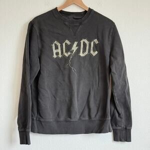 Lucky Brand AC/DC Sweatshirt M Gray Vintage‎ Rock Band Graphic Crewneck Pullover